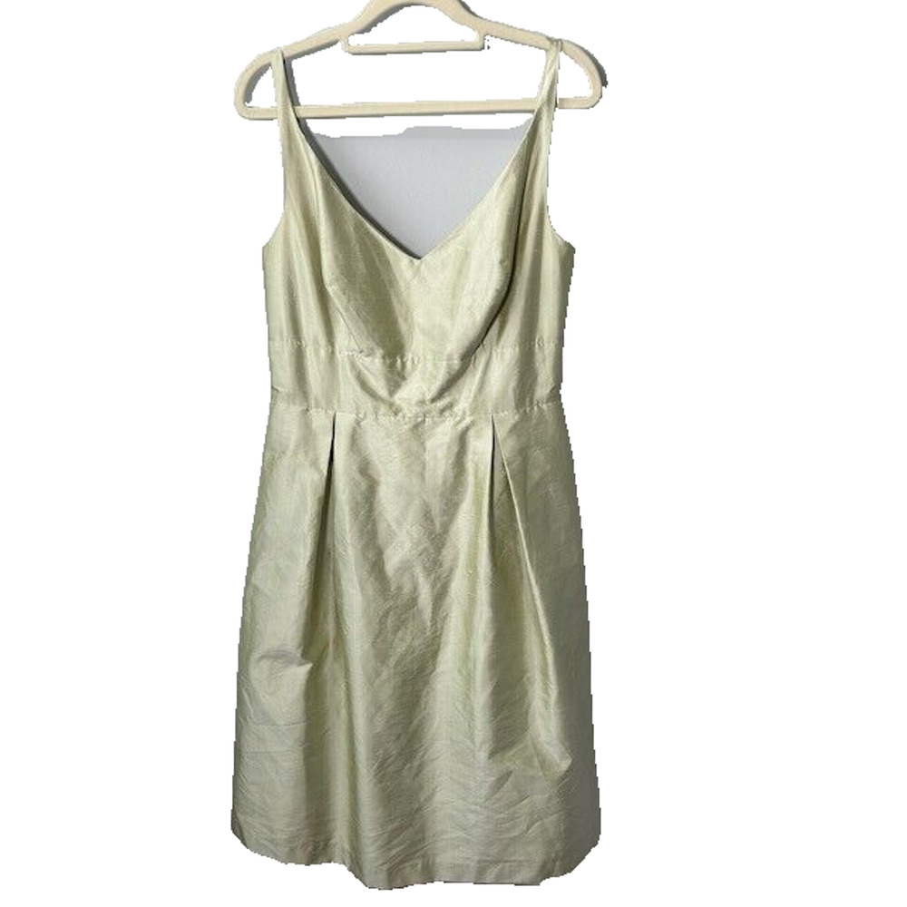 Jenny Yoo Collection Silk Dress Cocktail Fit & Flare Sleeveless V-Neck Green 8